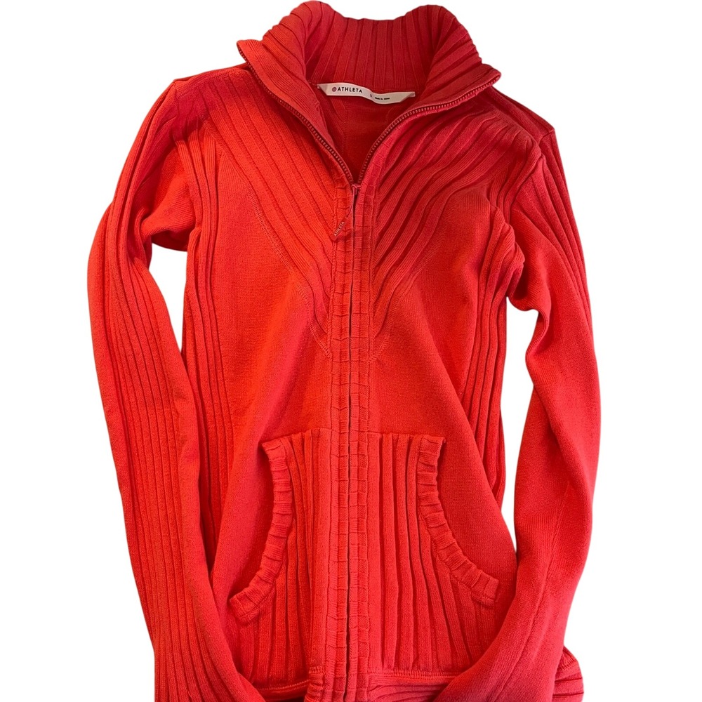 Athleta Red Ribbed Jacket